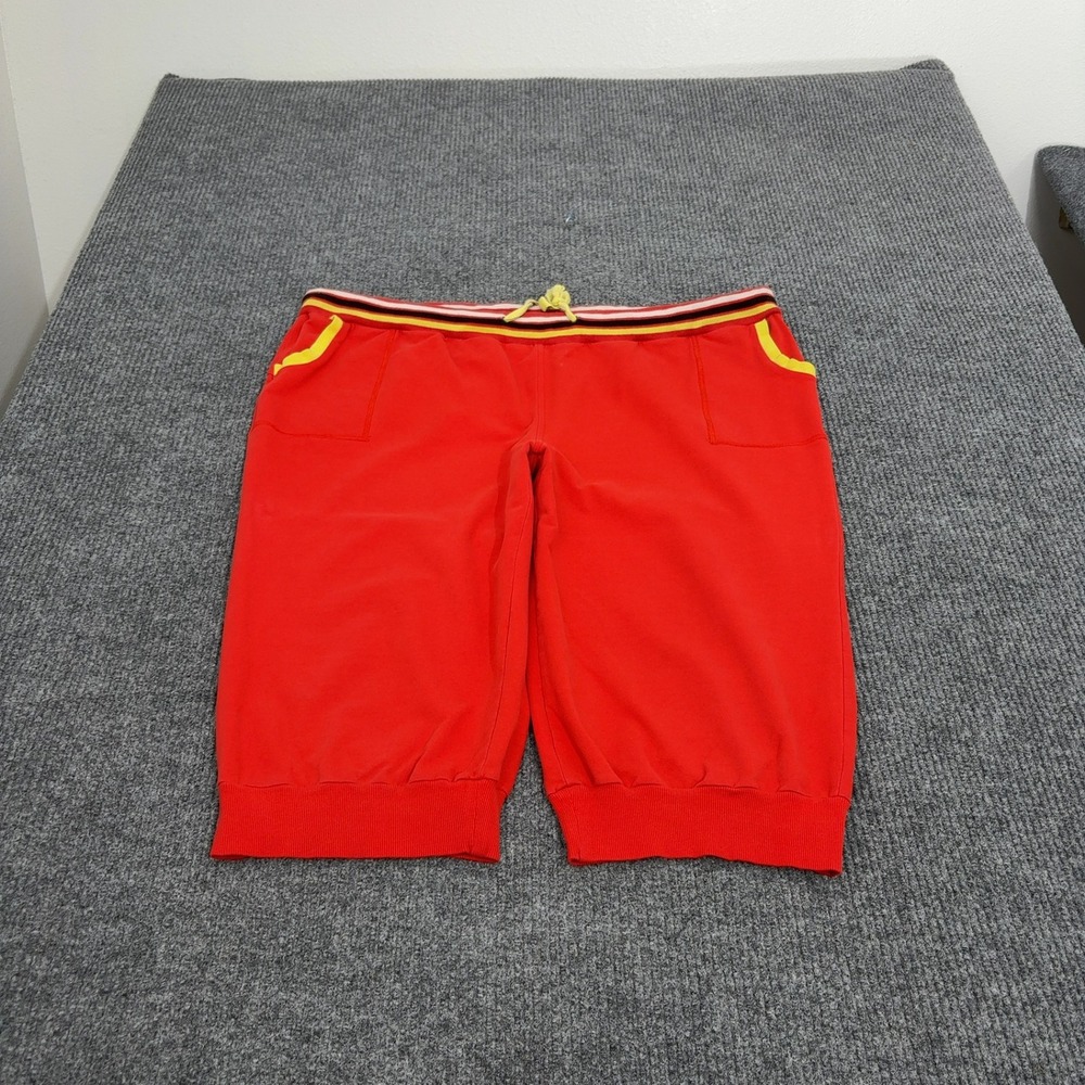 Coogi Shorts Mens 46 Red Cotton Knit Striped Waistband Hip Hop Streetwear Style